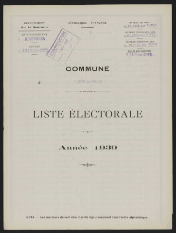 Liste électorale : Flers-sur-Noye