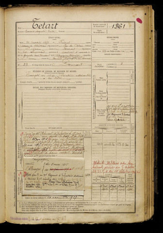Tetart, Edouard Auguste Emile, né le 21 octobre 1878 à Frévent (Pas-de-Calais), classe 1898, matricule n° 1361, Bureau de recrutement d'Abbeville