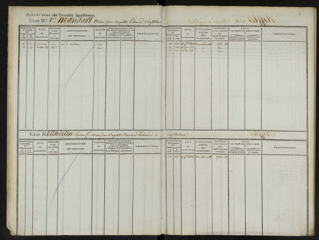 Répertoire des formalités hypothécaires, du 21/11/1814 au 25/11/1815, volume n° 34 (Conservation des hypothèques de Doullens)