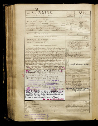 Coudun, René Firmin Arthur, né le 10 avril 1901 à Senlis-le-Sec (Somme), classe 1921, matricule n° 1375, Bureau de recrutement d'Abbeville