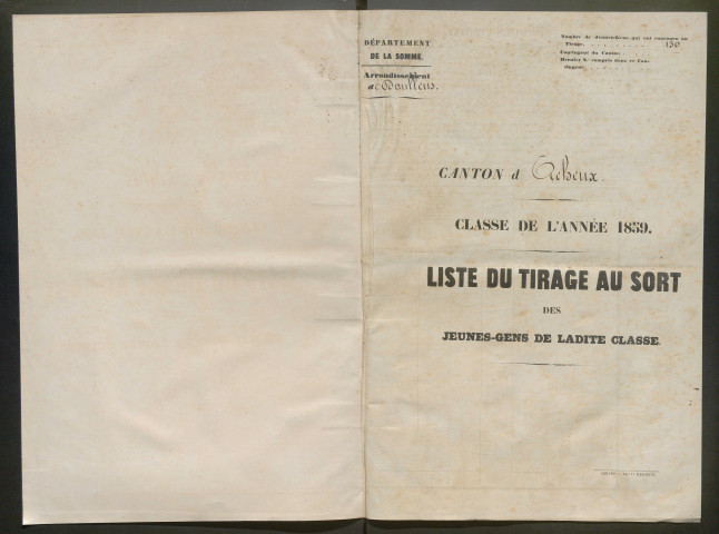 Tirage au sort (arrondissements de Doullens et de Montdidier) de l'année 1859