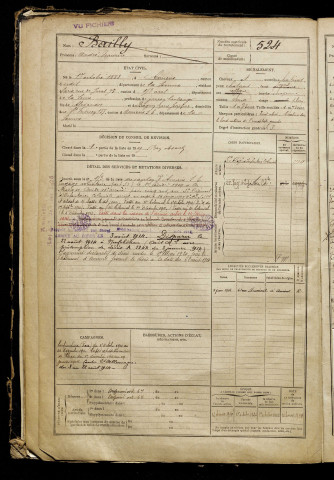 Bailly, André Maurice, né le 01 octobre 1888 à Amiens (Somme), classe 1908, matricule n° 524, Bureau de recrutement d'Amiens