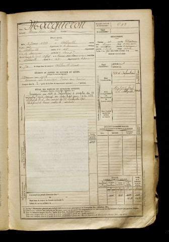 Macqueron, Henri Louis Paul, né le 03 juin 1882 à Abbeville (Somme), classe 1902, matricule n° 653, Bureau de recrutement d'Abbeville