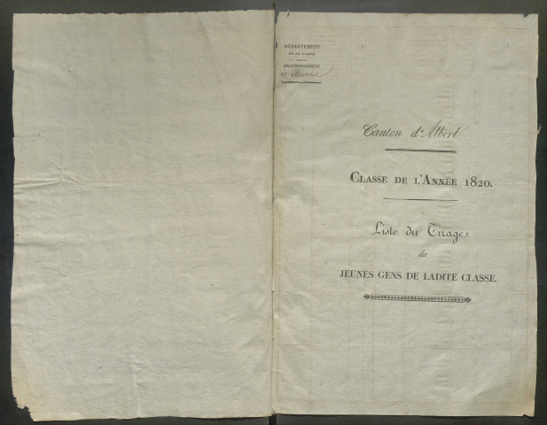 Tirage au sort (arrondissement de Péronne) de l'année 1820