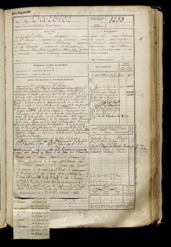 Barbier, Louis Aristide Arcade, né le 03 avril 1889 à Arrest (Somme), classe 1909, matricule n° 1233, Bureau de recrutement d'Abbeville