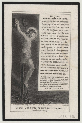 Souvenez-vous dans vos prières. Image mortuaire de Monsieur l'Abbé Adrien Calippe, pieusement décédé le 31 août 1929, dans sa 78e année