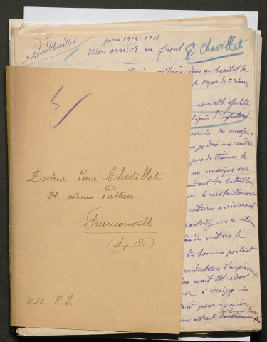 Témoignage de Chevillet, Pierre (Médecin auxiliaire) et correspondance avec Jacques Péricard