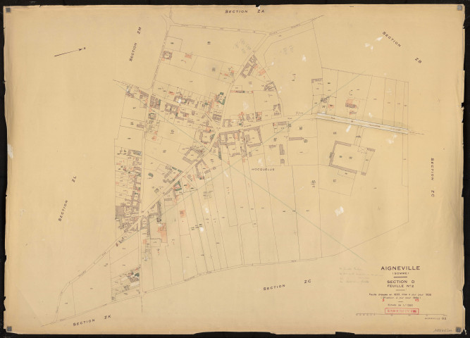 Plan du cadastre rénové - Aigneville : section D2