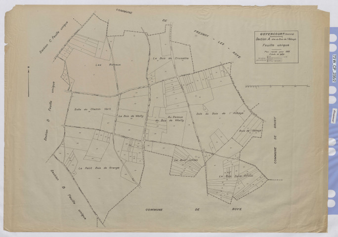 Plan du cadastre rénové - Goyencourt : section A