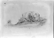Abbaye du Saint Mont : dessin des ruines du Saint-Mont en 1807 d'après Nozerine par Marguerite Destrayes