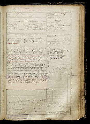 Vasset, Lucien, né le 04 décembre 1900 à Berteaucourt-lès-Thennes (Somme), classe 1920, matricule n° 351, Bureau de recrutement de Péronne