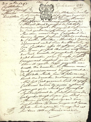 Etude de Me Claude Lemarchand à Amiens (étude n°22). Minutes de l'année 1747