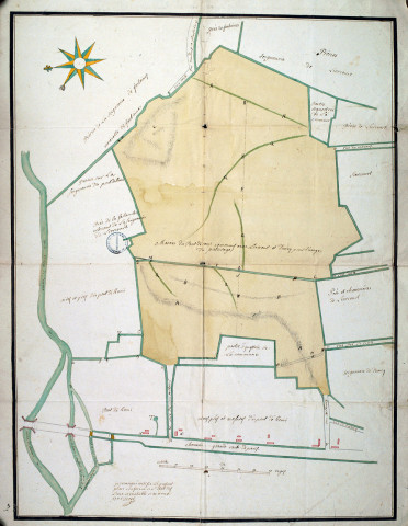 Plan du marais du Pont-Remy, commun avec Liercourt et Duncq, annexé au procès-verbal de visite des pâtures communes du Pont de Remy, Duncq et Liercourt en août 1775