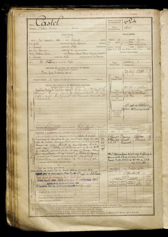 Castel, Félix André, né le 30 novembre 1885 à Licourt (Somme), classe 1905, matricule n° 624, Bureau de recrutement de Péronne