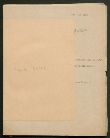 Témoignage de Krier, Emilien et correspondance avec Jacques Péricard