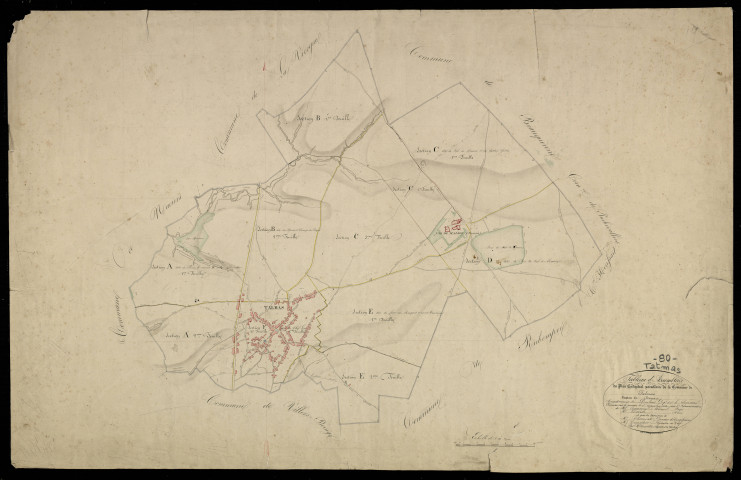 Plan du cadastre napoléonien - Talmas : tableau d'assemblage