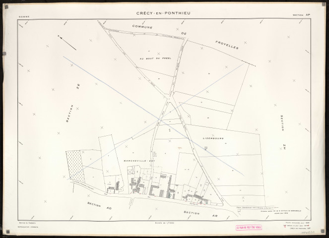 Plan du cadastre rénové - Crécy-en-Ponthieu : section AP