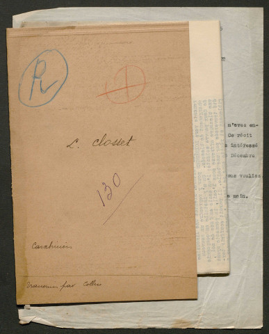 Témoignage de Closset, L. (Maréchal des logis chef) et correspondance avec Jacques Péricard