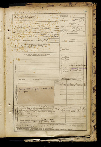 Coussart, Henri Joseph, né le 15 juillet 1876 à Amiens (Somme), classe 1896, matricule n° 1371, Bureau de recrutement d'Amiens