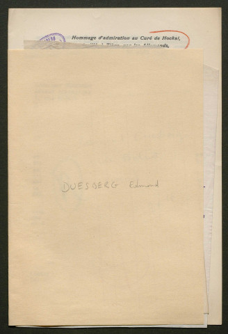 Témoignage de Duesberg, Edmond (Auteur dramatique) et correspondance avec Jacques Péricard