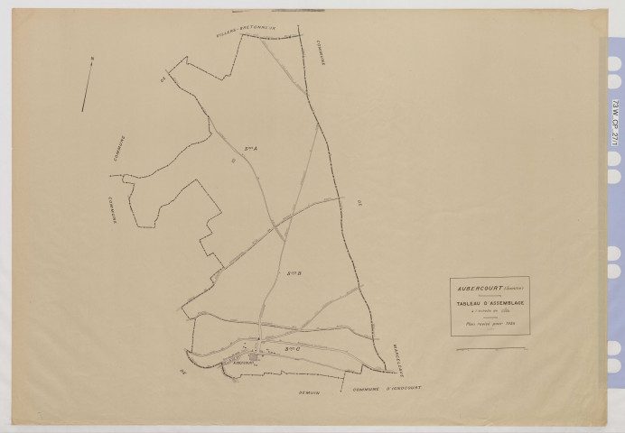 Plan du cadastre rénové - Aubercourt : tableau d'assemblage (TA)