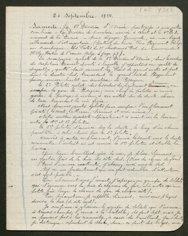 Témoignage de Dartevelle, René (Sergent) et correspondance avec Jacques Péricard