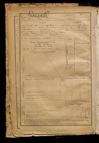 Rousselle, Prudent Lucien, né le 06 avril 1876 à Doullens (Somme), classe 1896, matricule n° 22, Bureau de recrutement d'Abbeville