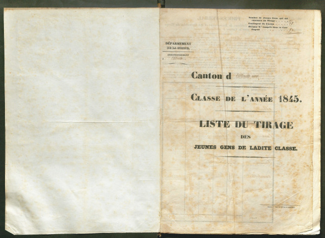 Tirage au sort (arrondissement d'Abbeville) de l'année 1845
