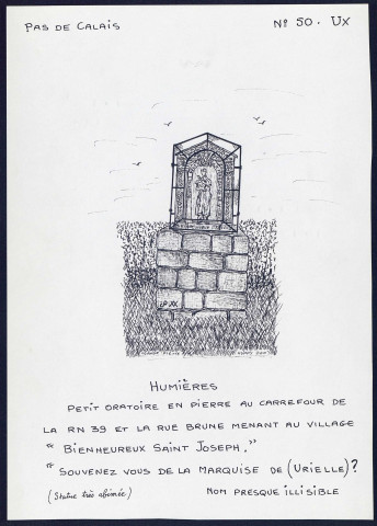 Humières (Pas-de-Calais) : petit oratoire en pierre - (Reproduction interdite sans autorisation - © Claude Piette)
