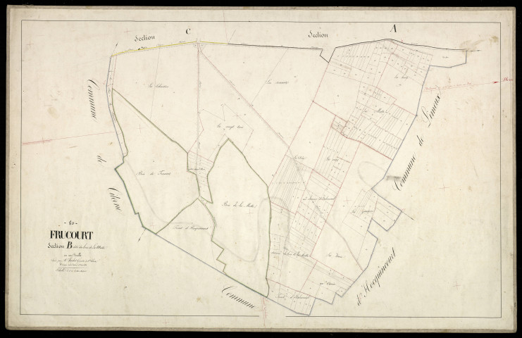 Plan du cadastre napoléonien - Frucourt : Bois de la Motte (Le), B