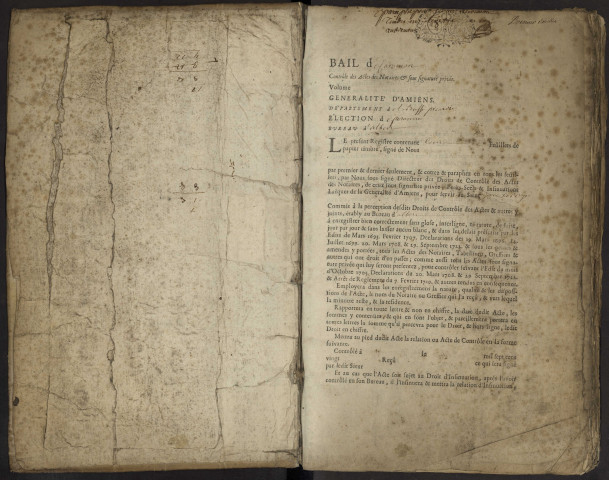 Contrôle des actes du bureau d'Albert pour la période du 21 octobre 1727 au 1er juin 1728