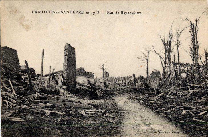 Lamotte-en-Santerre en 1918 - Rue de Bayonvillers