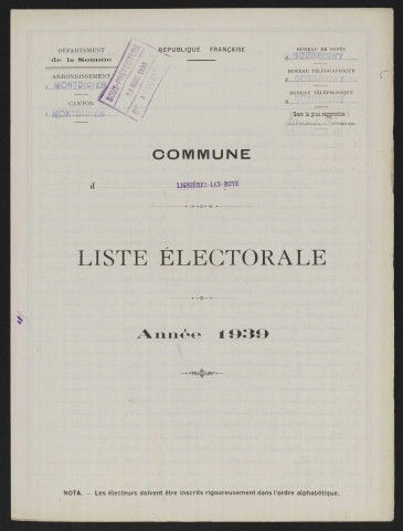 Liste électorale : Lignières (Lignières-lès-Roye)
