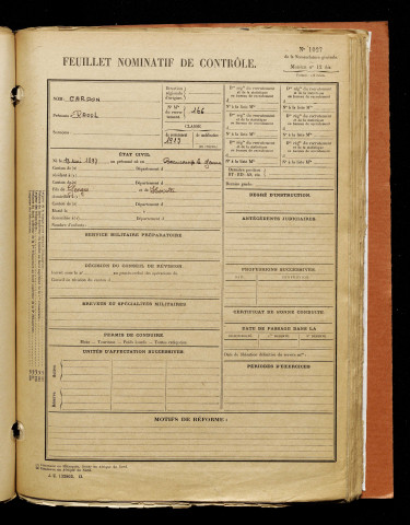 Cardon, Raoul, né le 13 mai 1897 à Beaucamps-le-Jeune (Somme), classe 1917, matricule n° 166, Bureau de recrutement d'Amiens