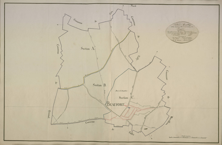 Plan du cadastre napoléonien - Beaufort-en-Santerre (Beaufort) : tableau d'assemblage