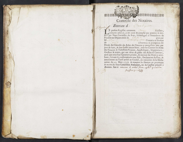 Contrôle des actes du bureau de Conty pour la période du 6 juillet 1714 au 30 juin 1720