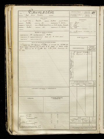 Caumartin, Paul Désiré Narcisse, né le 17 avril 1897 à Prouville (Somme), classe 1916, matricule n° 955, Bureau de recrutement d'Abbeville