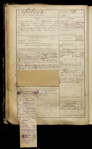 Leclercq, Emile Léopold Jules, né le 11 mars 1888 à Hébécourt (Somme), classe 1908, matricule n° 578, Bureau de recrutement d'Amiens