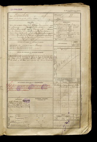 Boucher, Jules Auguste Julien, né le 10 mars 1896 à Villers-Campsart (Somme), classe 1916, matricule n° 77, Bureau de recrutement d'Amiens