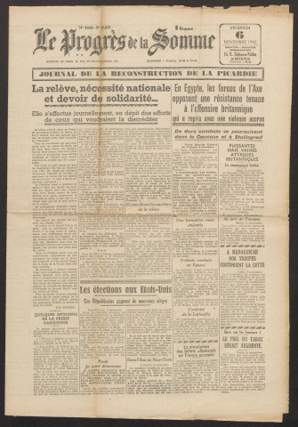 Le Progrès de la Somme, numéro 22810, 6 novembre 1942