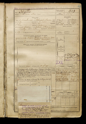Sézille, Léonce Arthur, né le 01 décembre 1878 à Ribemont-sur-Ancre (Somme), classe 1898, matricule n° 519, Bureau de recrutement d'Amiens
