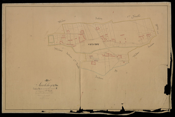 Plan du cadastre napoléonien - Saulchoy-sous-Poix (Saulchoy) : Chef-lieu (Le ; Bois (Le)), A2