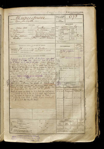 Miquignon, Henri Jean Léopold, né le 02 mai 1900 à Fouilloy (Somme), classe 1920, matricule n° 675, Bureau de recrutement d'Amiens