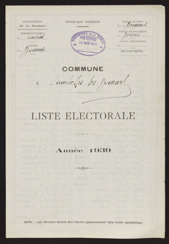 Liste électorale : Vauchelles-lès-Domart
