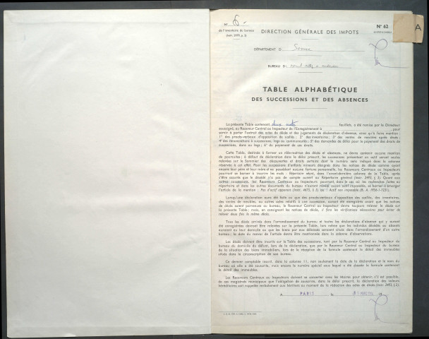 Table des successions et absences du bureau de Moreuil