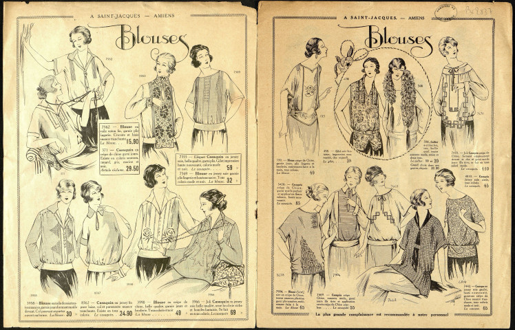 Catalogue de mode féminine. Société Parisienne de Nouveautés. Grands Magasins A SAINT-JACQUES, 4 et 6 rue des Vergeaux Amiens, été 1923