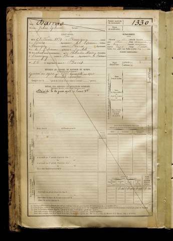 Darras, Julien Ephrem, né le 28 février 1879 à Rumigny (Somme), classe 1899, matricule n° 1330, Bureau de recrutement d'Amiens