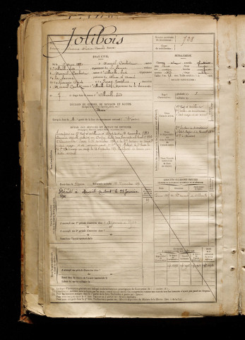 Jolibois, Aramis Olivier Oswald, né le 09 mars 1872 à Mareuil-Caubert (Somme), classe 1892, matricule n° 728, Bureau de recrutement d'Abbeville