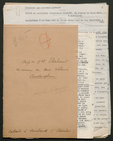 Témoignage de Flahaut (Capitaine - ex caporal) et correspondance avec Jacques Péricard
