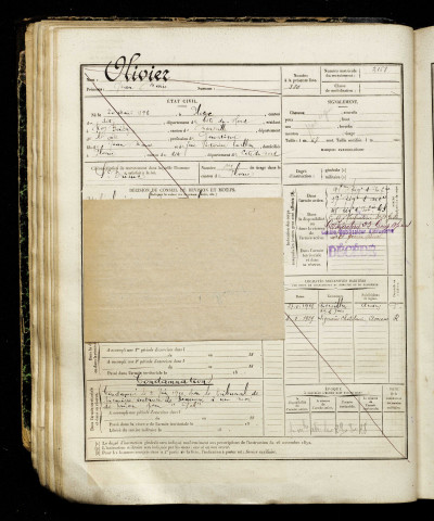 Olivier, Jean Marie, né le 20 août 1896 à Ploeuc-sur-Lié (Côtes-d'Armor), classe 1916, matricule n° 2158, Bureau de recrutement d'Amiens